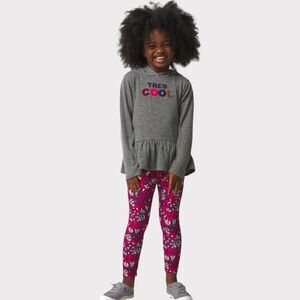 NWT French Connection Tres Cool Hoodie & Leggings Set Girls Pink Grey size 5